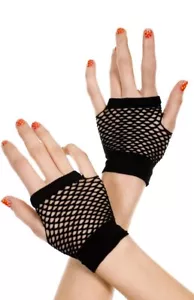Spirit Black Fishnet Diamond Net Gloves One Size New - Picture 1 of 2