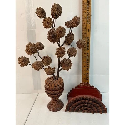 Handcrafted Pine Cone Vase With Pine Cone Floral Arrangement & Napkin Holder Set - Image 1 of 4
