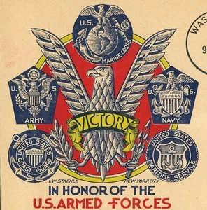 US Armed Forces WWII Victory Commemorative Cover FDC Postage 1946 Washington DC - Picture 1 of 2