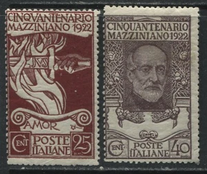 Italy 1922 Mazzini 25 and 40 centemisi mint o.g. hinged - Picture 1 of 1