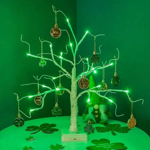 Woohaha 24LED St. Patrick'S Day Deko Baum, 18 Zoll Tischplatte beleuchteter Birkenbaum - Bild 1 von 12