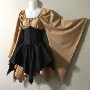 Costumes Gothic Retro Long Sleeve Corset Dress Halloween Women Medieval Cosplay - Picture 1 of 11