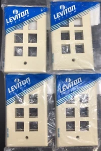 4 placas de pared estándar Leviton MARFIL Quickport 6 puertos 40806-BI (RF927-22) - Imagen 1 de 4