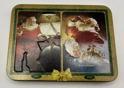1997 Playing Cards Nostalgia Coca Cola Santa 1951 1949  2 Sealed Decks In Tin - Image 1 of 4