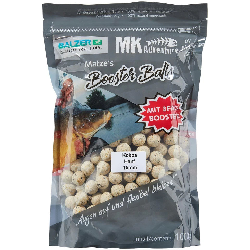 (12,90€/1kg) Balzer Matze Koch Booster Balls Kokos/Hanf Boilies - Bild 1 von 1