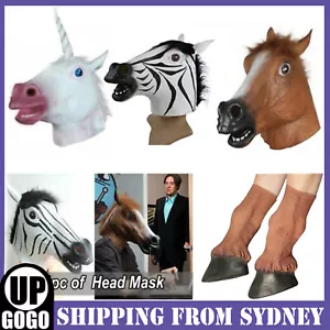 5 Type Latex Mask Horse Head Animal HeadCreepy Halloween Costume Theater Party A - Picture 1 of 8