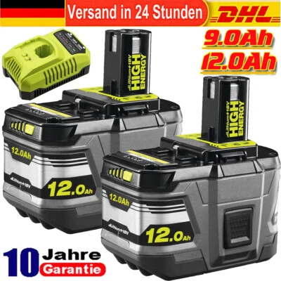 2X 18V 12,0Ah Akku für RYOBI One Plus Lithium HP RB18L50 P108 Batterie/Ladegerät