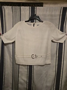 Michael Simon Vintage 1992 Short Sleeved Sweater W/ Beading And Belt Buckle... - Bild 1 von 12