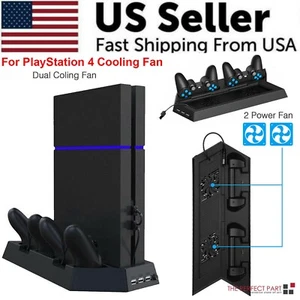 PS4 Cooling Station Vertical Stand 2 Controller Charging Dock For PlayStation 4 - Picture 1 of 12