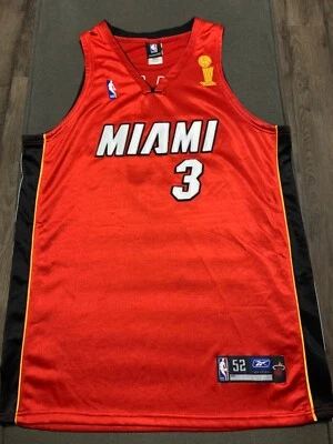 Authentic Reebok Dwyane Wade 2006 Finals Miami Heat Jersey Alternate Red Size 52 - Image 1 of 4
