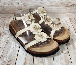 BIRKENSTOCK Betula Women's 10 (EUR 41) Beige Floral Ankle Wrap Strap Sandals NWT - Picture 1 of 10