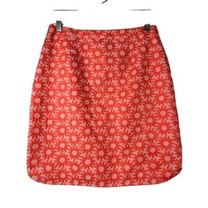 Boden orangefarbener knielanger Rock mit Blumenmuster, Größe 4, gebraucht, in einwandfreiem Zustand - Bild 1 von 9