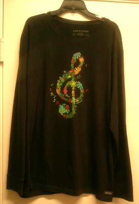 Life is Good Men’s XXXL Crusher Black, Long Sleeve  Music Themed T Shirt - Image 1 of 4