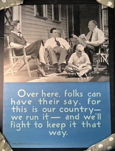 Over Here Folks Can Have Their Say Think American Institute WWII Propaganda - Picture 1 of 4