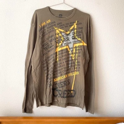 Army Strong Made in USA Brown Long Sleeve y2k 2000s Tee Shirt Men's XXL - Image 1 of 4