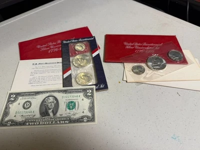 1776-1976 US Bicentennial SILVER Uncirculated Sets, $1 Ike 50c 25c, 40% a$2 Bill - Image 1 of 4