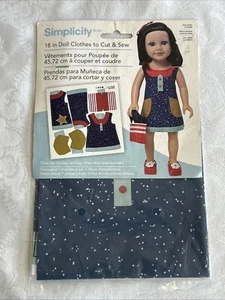 Simplicity 18” Doll Clothes, Cut & Sew Dress & bag Uncut NEW, 502803001, 2016 - Picture 1 of 2
