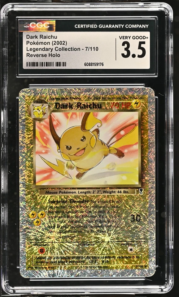 CGC 3.5 Dark Raichu 2002 Legendary Collection 7/110 Reverse Holo Pokemon Card - Image 1 of 2