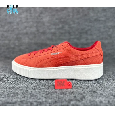 Tênis casual Puma plataforma Barbados feminino camurça vermelha cereja branco 362223-03 - Imagem 1 de 4