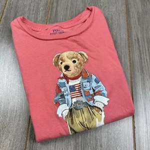 Polo Ralph Lauren T-Shirt Girls 6X POLO BEAR USA Red *flaw - Picture 1 of 7