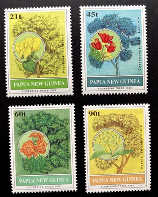 PNG - 1992 - Flowering Trees - Set of 4 Stamps. (MNH) Lot 1. - Image 1 of 2