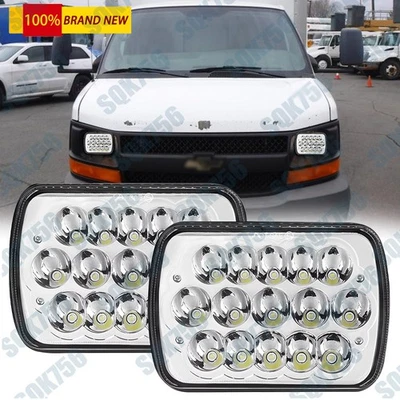 Pair 7X6" 5x7" LED Headlights Square For Chevy Express Cargo Van 1500 2500 3500 - Image 1 of 4