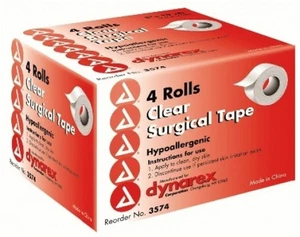 4 rollos de cinta quirúrgica transparente 3"x 10 yardas transparente hipoalergénico Dynarex 3574 - Imagen 1 de 1