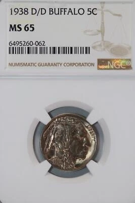 1938 D/D Buffalo Nickel NGC MS65  *DoubleJCoins* JL1100-361 - Image 1 of 2
