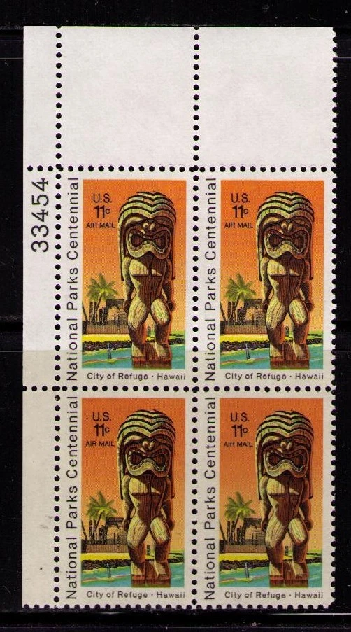 US USA Sc# C84 MNH FVF PLATE# BLOCK Kii Statue and Temple City of Refuge Hawaii - Image 1 of 1