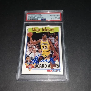 Magic Johnson Signed Los Angeles Lakers NBA Hoops Assist 1991 Card PSA DNA - Picture 1 of 3