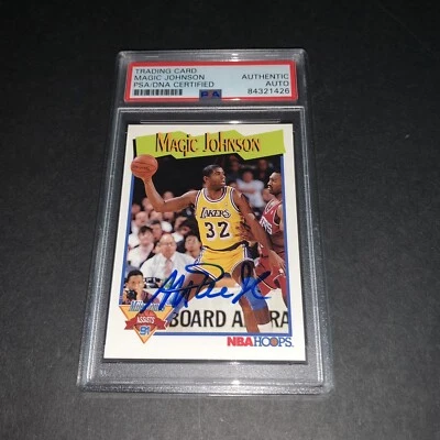 Magic Johnson Signed Los Angeles Lakers NBA Hoops Assist 1991 Card PSA DNA - Image 1 of 3
