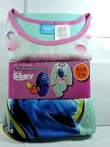 New Girls Disney FINDING DORY Nemo Flannel Pajamas 2 pc Sleep wear Set Size 7/8 - Picture 1 of 7