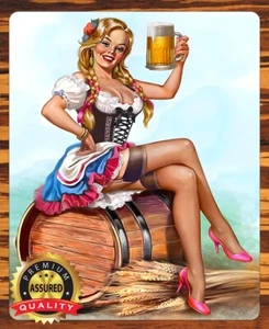 Letrero de cerveza de metal St. Pauli Girl - Man Cave - 11 x 14 - Imagen 1 de 2