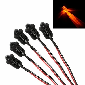 5x Orange Pre Wired 5mm LED + Bezel Holder Light Lamp 12V - Picture 1 of 1