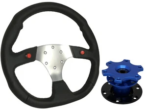 Volante F1 CROMADO + jefe de liberación rápida azul TBL para LAND ROVER - Imagen 1 de 5
