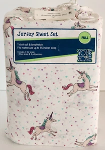 Your Zone Jersey Sheet Set Unicorn Full Fits Mattresses Up to 15 in NEW - Picture 1 of 6