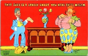 Postal de lino That Sure is a Lovely Chest You Have There Madam Humor - Imagen 1 de 2