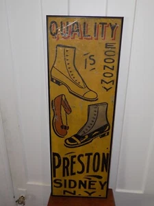 Vintage Ithaca Sign Company Shoe Sign Preston Sidney, NY in Frame - Picture 1 of 5