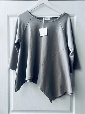 Blusa feminina Per Mood Di Dire bege algodão bainha assimétrica tamanho P/M - Imagem 1 de 4