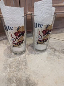 2 - 12oz Miller Lite Beer Glass Texan From The Start  Cowboy Boot Rattlesnake - Picture 1 of 4