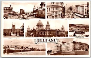 Belfast Ireland Donegall Square High Street Queen's University Cave Postcard - Picture 1 of 2