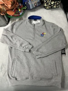 University of Kansas Jayhawks Logo 1/4 Zip Pullover Sweater Sz XL Colosseum NEW - Picture 1 of 8