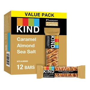 KIND Gluten Free Caramel Almond & Sea Salt Snack Bars, Value Pack, 1.4 oz, 12 Ct - Picture 1 of 4