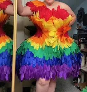 Size 2X Unisex Rainbow Burning Man Gay Pride Drag Queen Full Costume Dress - Picture 1 of 8