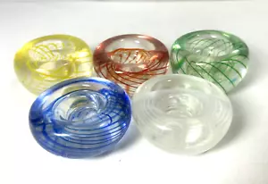5 VTG SOLID MURANO HAND BLOWN GLASS VOTIVE CANDLE HOLDERS SWIRL ACCENT/BUBBLE - Picture 1 of 10