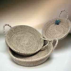 New Home Essentials Round Natural Seagrass Large Baskets - 3-Piece Set - Picture 1 of 5