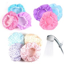 ELASTICATED WATERPROOF SHOWER CAPS Reusable Hair Cover Bath Hat Spa Showering