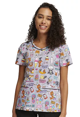 Tom and Jerry Cherokee Scrubs Tooniforms V Neck Top TF633 TJUM - Image 1 of 4