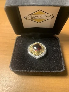 Victoria Wieck 2.97ct Garnet & White Topaz Sterling Silver & Vermeil Rings - 6 - Picture 1 of 5