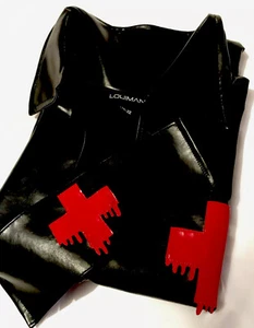 NURSE Uniform costume*LOUIMANE* HALLOWEEN Sexy BLACK GLOSS PVC...in sizes 8-22 - Picture 1 of 4